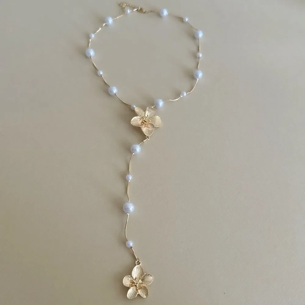 Flower pearl necklace S783